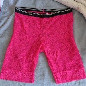 Hot pink lace Material Girl slip shorts size M